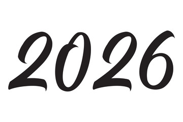 Happy new year 2026 calligraphy text festive celebration greeting modern typography design