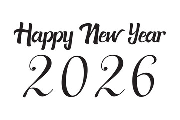 Happy New Year 2026 Logo. Abstract Hand drawn creative calligraphy vector logo design. 2026 New year Logo Design