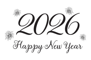 Happy New Year 2026 Logo. Abstract Hand drawn creative calligraphy vector logo design. 2026 New year Logo Design