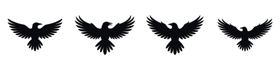 Halloween Raven Silhouette Vector – Spooky Black Crow Flying Icon, Gothic Bird Illustration for Haunted Night, Scary Dark Animal Symbol, Creepy October Artwork and Horror Design Décor