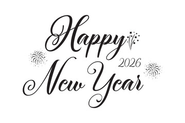 A simple Happy New Year 2026 Typography Vector Design .