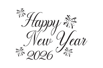 Happy new year 2026 calligraphy vector art design. Vector illustration
