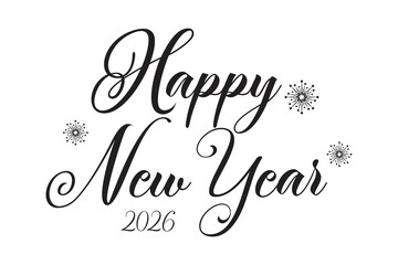 Happy new year 2026 calligraphy vector art design. Vector illustration