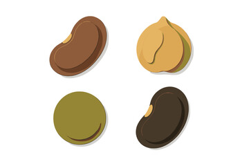 Various healthy legumes and seeds including beans, chickpeas, and lentils in a modern paper cut style