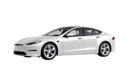 Sleek White Car: Capturing the elegance and cutting-edge design of a pristine, white electric vehicle, embodying innovation and modern transport.