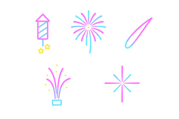 Vibrant collection of colorful fireworks and festive celebration elements for holidays, special events, and joyful occasions