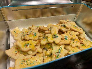 Homemade butter cookies in a cookie jar