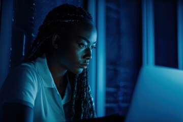 black woman in server room
