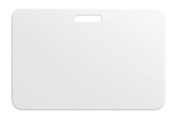 Blank white plastic ID card with rounded corners.