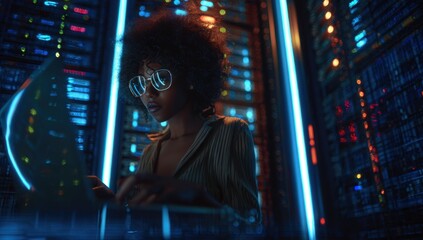 black woman in server room