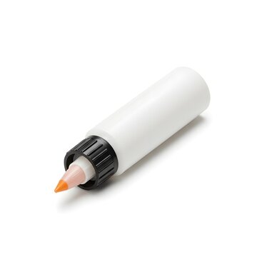 An orange tip bingo dauber marker with a white plastic bottle and black cap isolated against a plain white background for arts and crafts