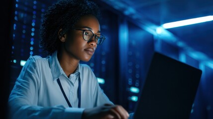 black woman in server room