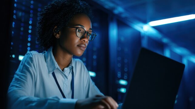 black woman in server room