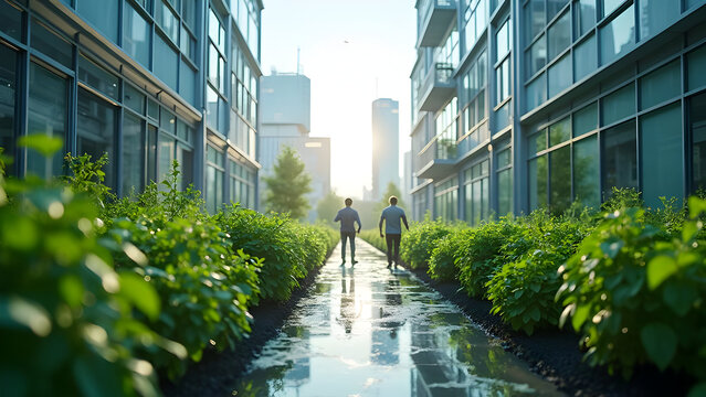 Solar power infrastructure on business building