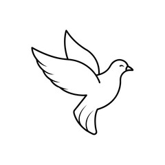 Flying dove outline image on transparent background