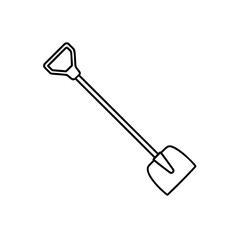 Outline drawing of shovel on transparent background