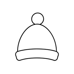 Simple outline winter hat on transparent background