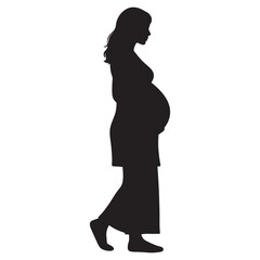 Silhouette of a Pregnant Woman Embracing Motherhood and Anticipation