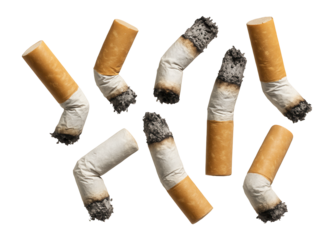 Cigarette butts with ash.