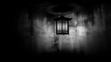 Illuminated lantern in dark room