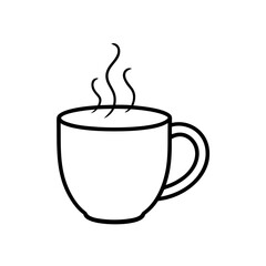 Steaming cup outline art on transparent background