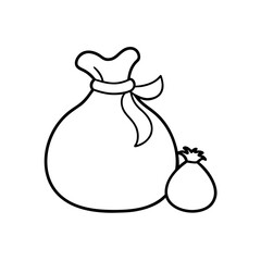 Two simple outline bags on transparent background