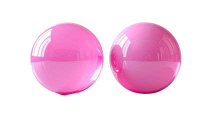 Two glossy, vibrant pink spheres.  Reflections visible