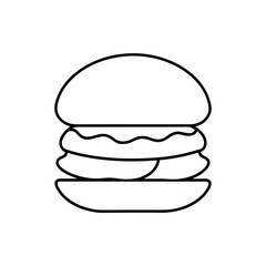 Outline drawing of burger on transparent background