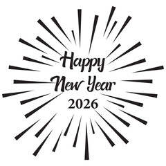 Happy New Year 2026 Logo. Abstract Hand drawn creative calligraphy vector logo design. 2026 New year Logo Design