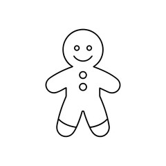 Gingerbread man outline art on transparent background