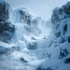 Majestic Frozen Waterfalls Nature's Icy Masterpiecesin Winter Wonderland Landsapes Await Adventurous Exporers Seeking BreathtakingScenic Views and Tranquil erenity