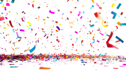 Colorful confetti explosion against black background