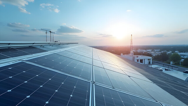 Solar power installation on modern office building