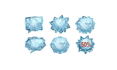 Obraz premium Frozen Crystal Speech Bubble Stickers – Icy Winter Sale Set