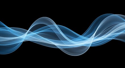 Dynamic smoke-like ribbons of transparent light create an intricate pattern, symbolizing a futuristic concept of data streams and technological connection