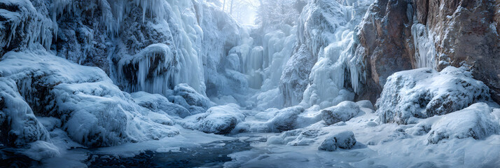 Majestic Frozen Waterfalls Nature's Icy Masterpiecesin Winter Wonderland Landsapes Await Adventurous Exporers Seeking BreathtakingScenic Views and Tranquil erenity