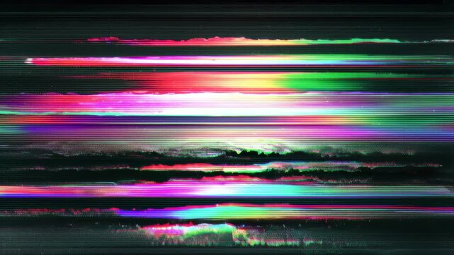 Dark Digital Glitch Loop with VHS Scan Line Noise Effect