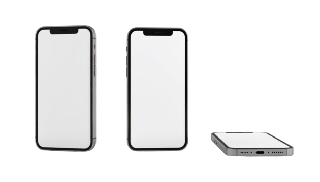 Modern Generic Mobile Phone Variety Set, isolated on transparent background