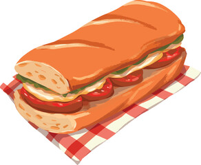 A sandwich on a checkered cloth