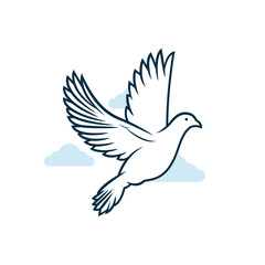 Elegant hand drawn dove outline illustration for peace and freedom themes
