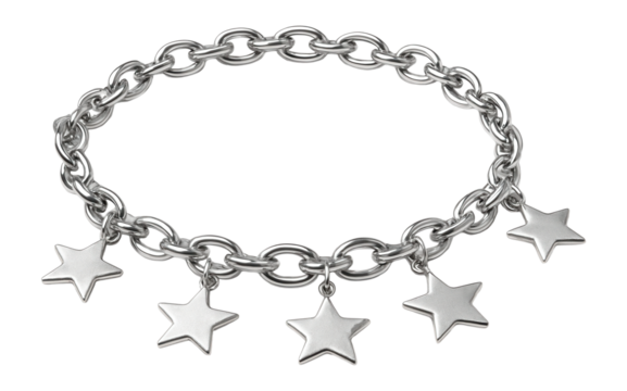 Silver star charm bracelet.