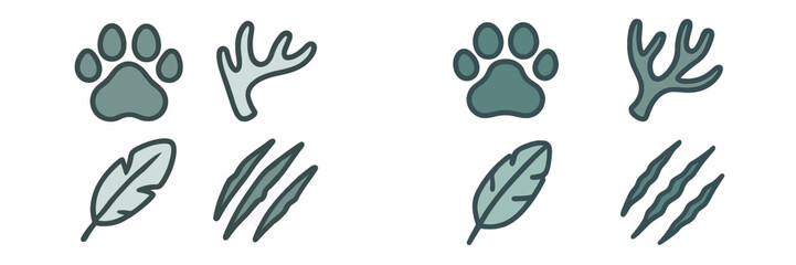 Exploring animal tracks and nature signs in a forest setting with paw prints and leaves