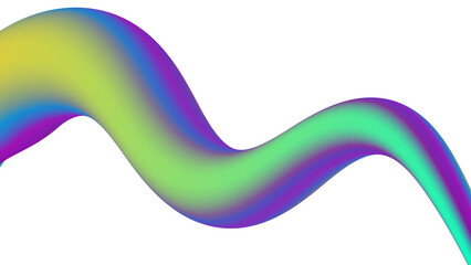 Abstract Fluid Wave with Vibrant Neon Color Gradient on Transparent Backdrop