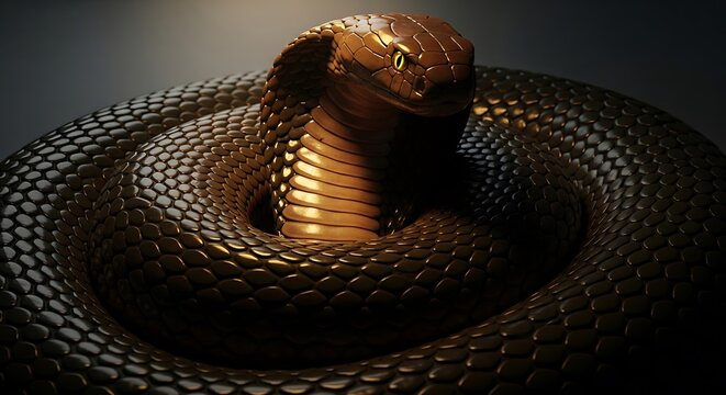 Cobra snake detailed scales reptile wildlife animal danger wild nature predator 3D render dark background