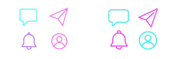 Colorful icons representing communication tools in a modern digital interface design concept