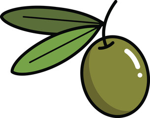 Scalable vector illustration of a green olive with leaves perfect for food and health designs