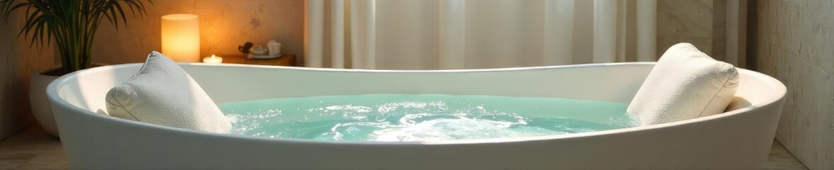 Luxurious bath pillows provide comfort and support during a relaxing soak in a modern bathroom Perfect for enhancing spa-like ambiance and promoting well-being , accessory, side view, comfort