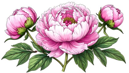 Delicate pink peony blossoms