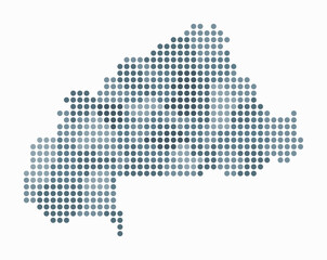 Obraz premium Burkina Faso dotted map. Digital style map of the country on white background. Burkina Faso shape with circle dots. Colored dots style. Large size circles. Plain vector illustration.