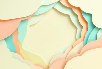 Pastel layered paper cut circle design with flowing organic shapes,  backdrop,  autumn